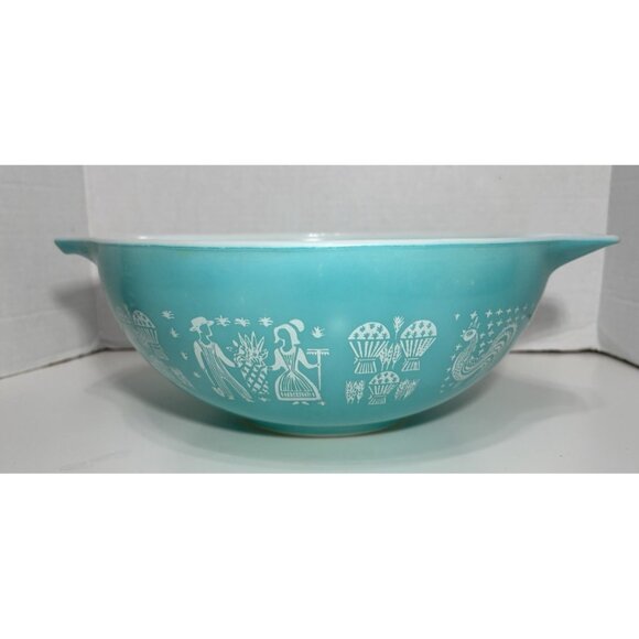 Pyrex Amish Turquoise Teal Butterprint Cinderella Nesting Mixing Bowls Set of 3 - Picture 2 of 11